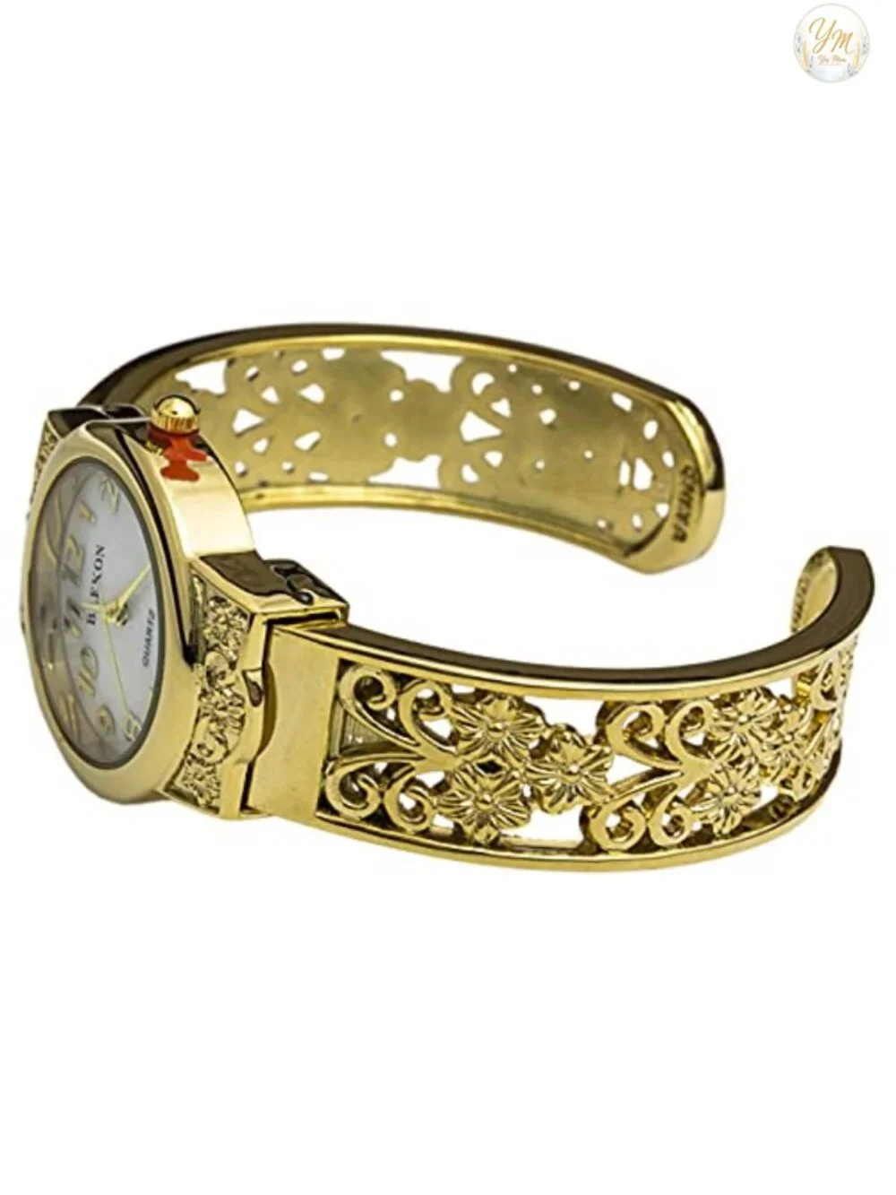 Women's Japanese Quartz Cuff Bangle Watch 28mm Metal Bracelet